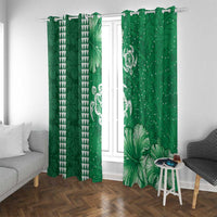 Green Hibiscus Turle Window Curtain Hawaiian Style Tribal Tapa Pattern