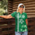 Green Hibiscus Turle Women Polo Shirt Hawaiian Style Tribal Tapa Pattern