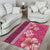 Pink Hibiscus Turle Area Rug Hawaiian Style Tribal Tapa Pattern