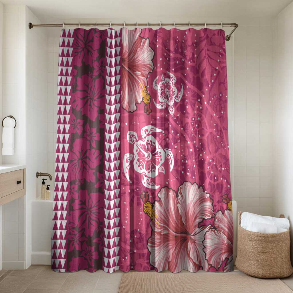 Pink Hibiscus Turle Bathroom Set Hawaiian Style Tribal Tapa Pattern - Polynesian Pride