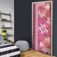 Pink Hibiscus Turle Door Cover Hawaiian Style Tribal Tapa Pattern - Polynesian Pride