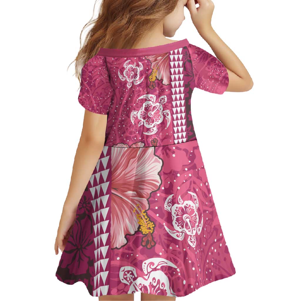 Pink Hibiscus Turle Family Matching Long Sleeve Bodycon Dress and Hawaiian Shirt Hawaiian Style Tribal Tapa Pattern LT9 - Polynesian Pride