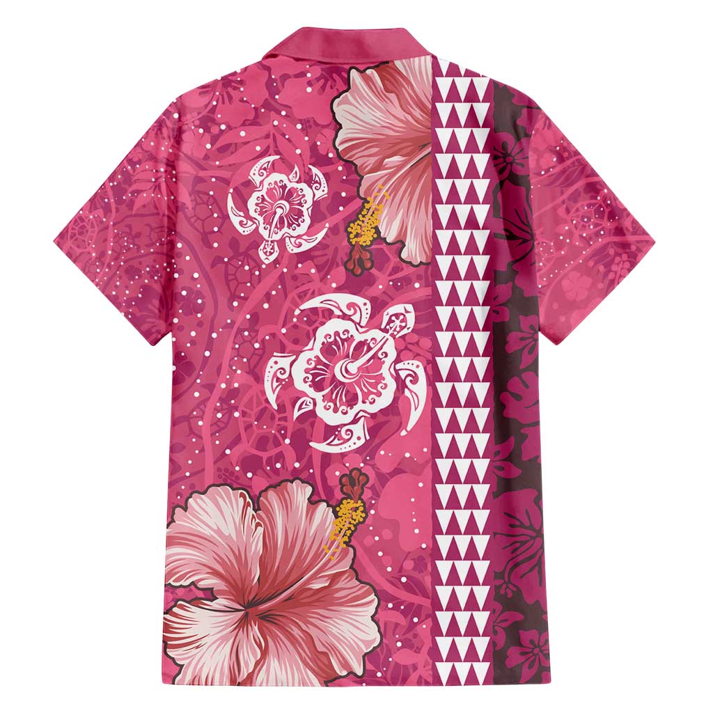 Pink Hibiscus Turle Family Matching Long Sleeve Bodycon Dress and Hawaiian Shirt Hawaiian Style Tribal Tapa Pattern LT9 - Polynesian Pride