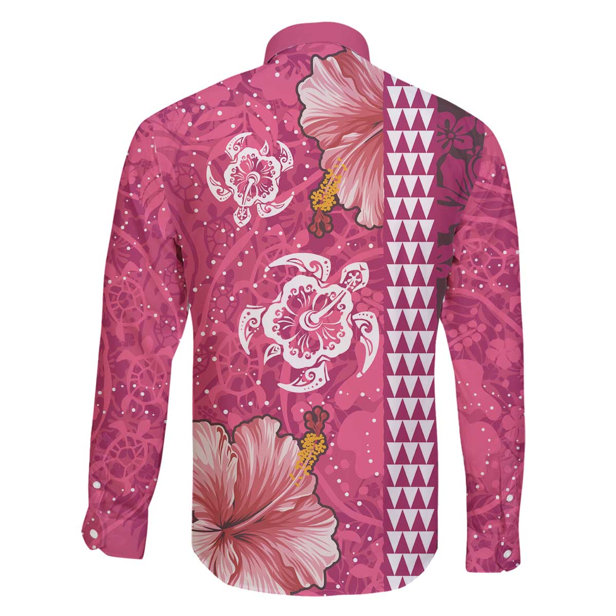 Pink Hibiscus Turle Family Matching Off The Shoulder Long Sleeve Dress and Hawaiian Shirt Hawaiian Style Tribal Tapa Pattern