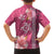 Pink Hibiscus Turle Family Matching Off Shoulder Short Dress and Hawaiian Shirt Hawaiian Style Tribal Tapa Pattern
