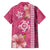 Pink Hibiscus Turle Family Matching Off Shoulder Short Dress and Hawaiian Shirt Hawaiian Style Tribal Tapa Pattern