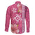 Pink Hibiscus Turle Family Matching Off Shoulder Short Dress and Hawaiian Shirt Hawaiian Style Tribal Tapa Pattern