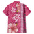 Pink Hibiscus Turle Family Matching Short Sleeve Bodycon Dress and Hawaiian Shirt Hawaiian Style Tribal Tapa Pattern