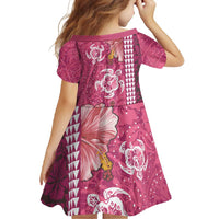 Pink Hibiscus Turle Family Matching Summer Maxi Dress and Hawaiian Shirt Hawaiian Style Tribal Tapa Pattern