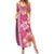 Pink Hibiscus Turle Family Matching Summer Maxi Dress and Hawaiian Shirt Hawaiian Style Tribal Tapa Pattern
