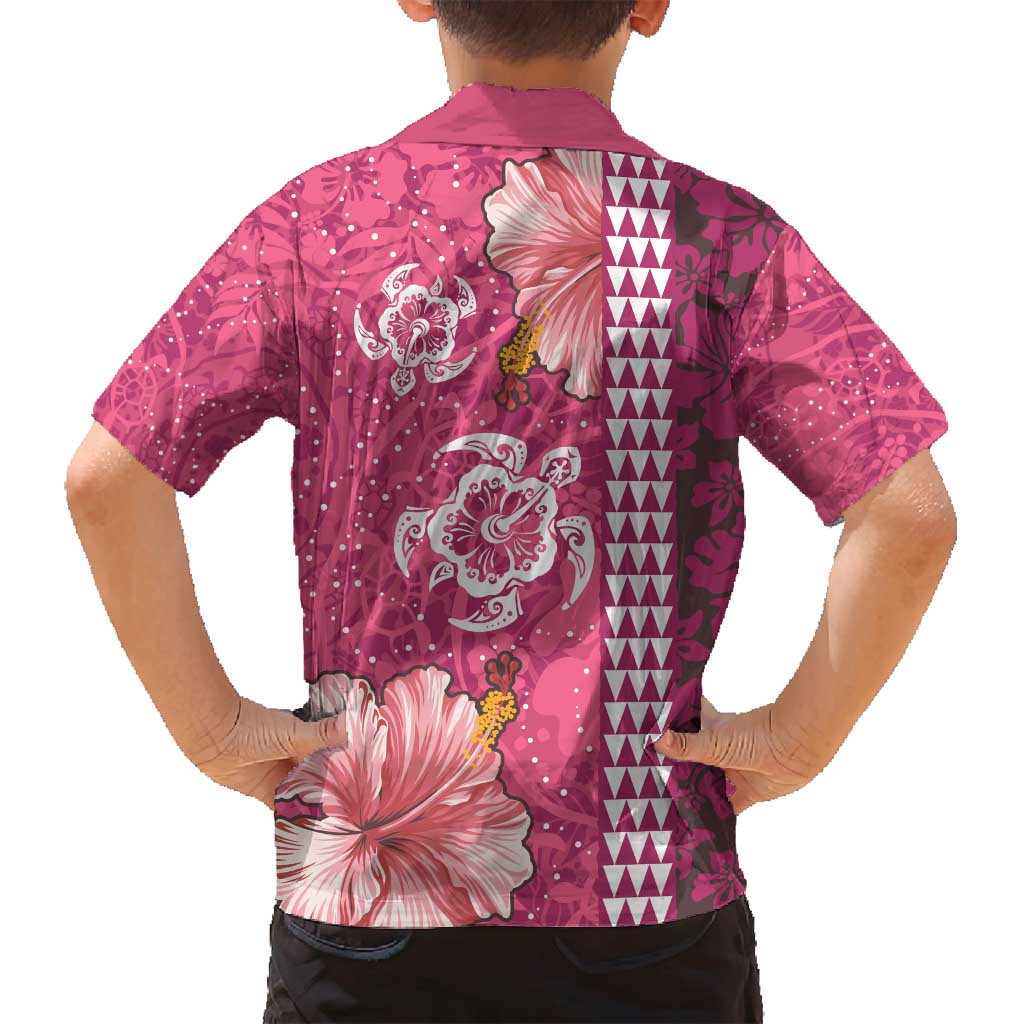 Pink Hibiscus Turle Family Matching Tank Maxi Dress and Hawaiian Shirt Hawaiian Style Tribal Tapa Pattern