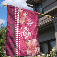 Pink Hibiscus Turle Garden Flag Hawaiian Style Tribal Tapa Pattern
