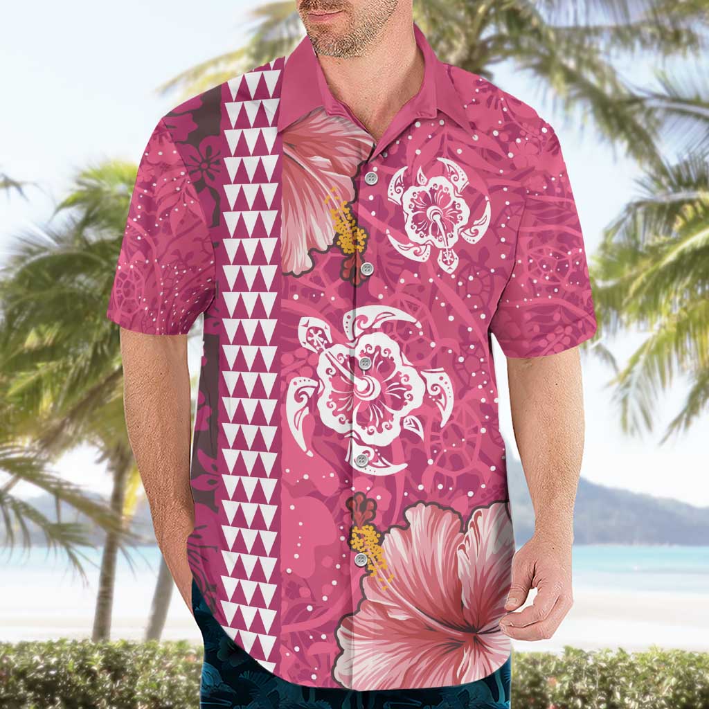 Pink Hibiscus Turle Hawaiian Shirt Hawaiian Style Tribal Tapa Pattern