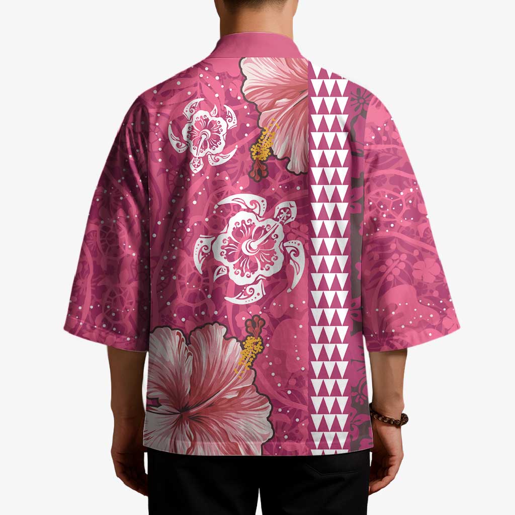 Pink Hibiscus Turle Kimono Hawaiian Style Tribal Tapa Pattern - Polynesian Pride