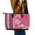 Pink Hibiscus Turle Leather Tote Bag Hawaiian Style Tribal Tapa Pattern