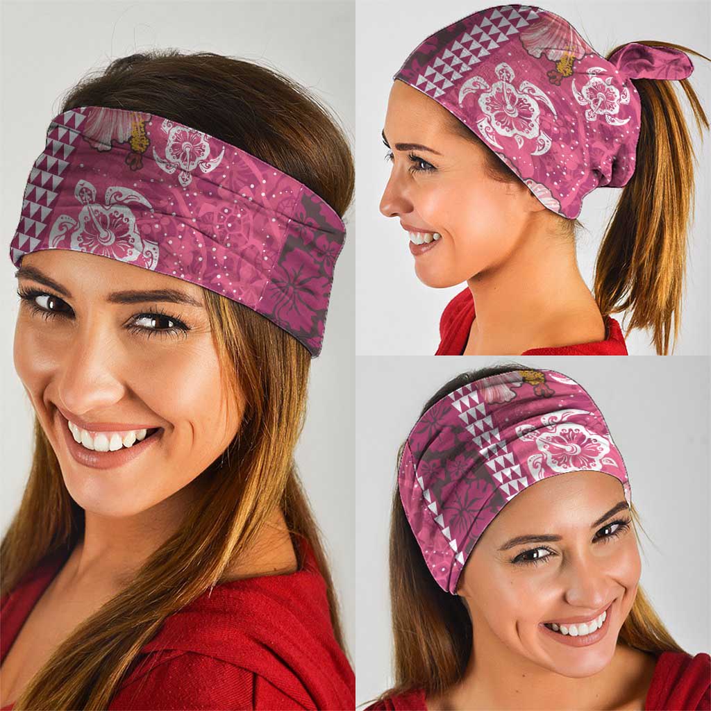 Pink Hibiscus Turle Neck Gaiter Hawaiian Style Tribal Tapa Pattern - Polynesian Pride