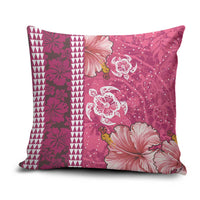 Pink Hibiscus Turle Pillow Cover Hawaiian Style Tribal Tapa Pattern - Polynesian Pride