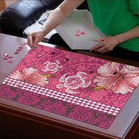Pink Hibiscus Turle Puzzle Hawaiian Style Tribal Tapa Pattern - Polynesian Pride