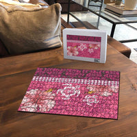 Pink Hibiscus Turle Puzzle Hawaiian Style Tribal Tapa Pattern - Polynesian Pride