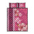 Pink Hibiscus Turle Quilt Bed Set Hawaiian Style Tribal Tapa Pattern