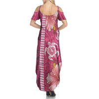 Pink Hibiscus Turle Summer Maxi Dress Hawaiian Style Tribal Tapa Pattern LT9 - Polynesian Pride