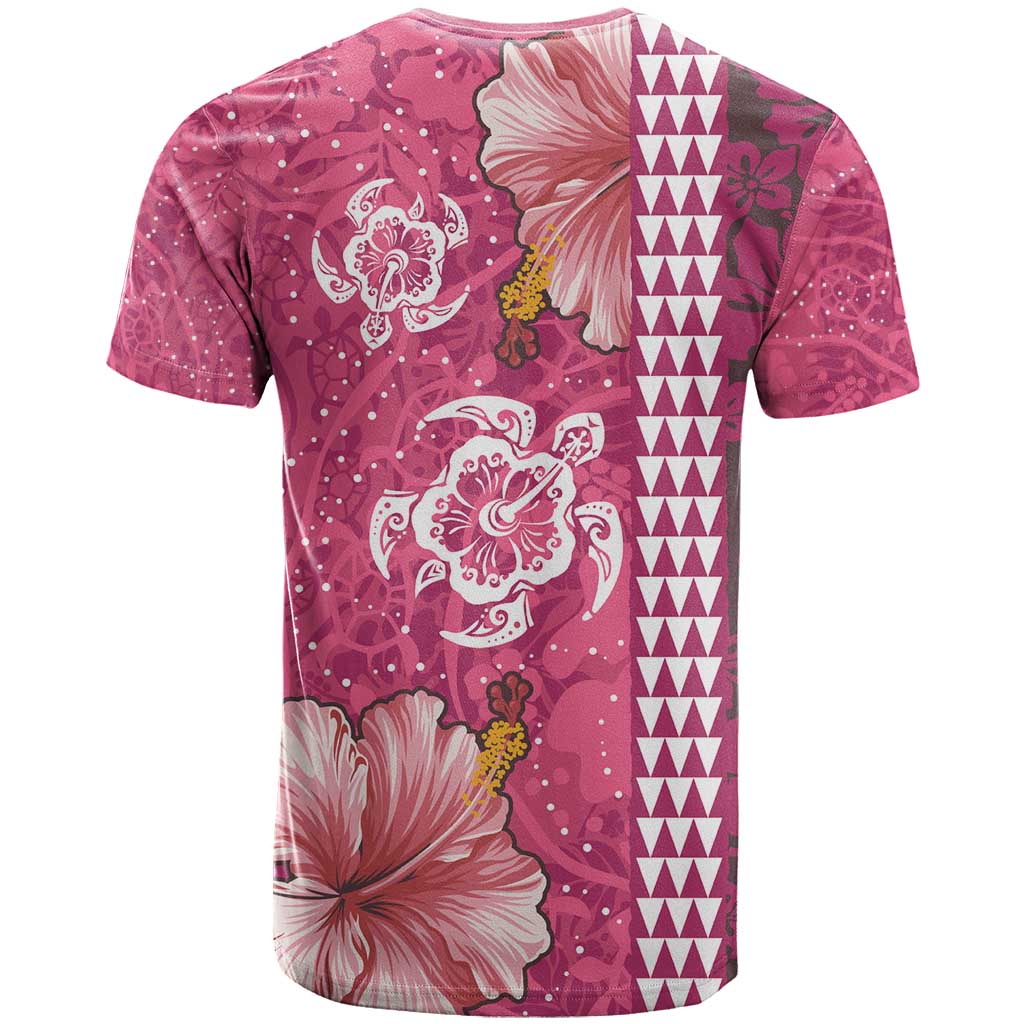 Pink Hibiscus Turle T Shirt Hawaiian Style Tribal Tapa Pattern