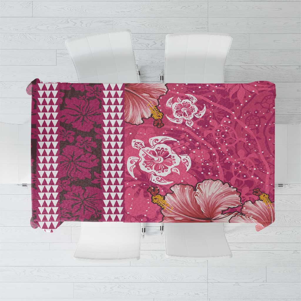 Pink Hibiscus Turle Tablecloth Hawaiian Style Tribal Tapa Pattern LT9 Pink - Polynesian Pride