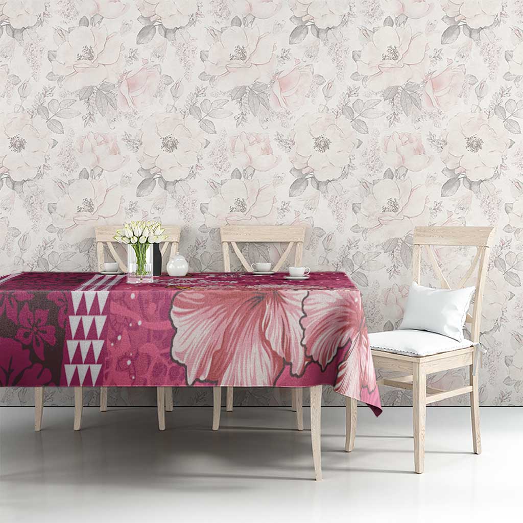 Pink Hibiscus Turle Tablecloth Hawaiian Style Tribal Tapa Pattern