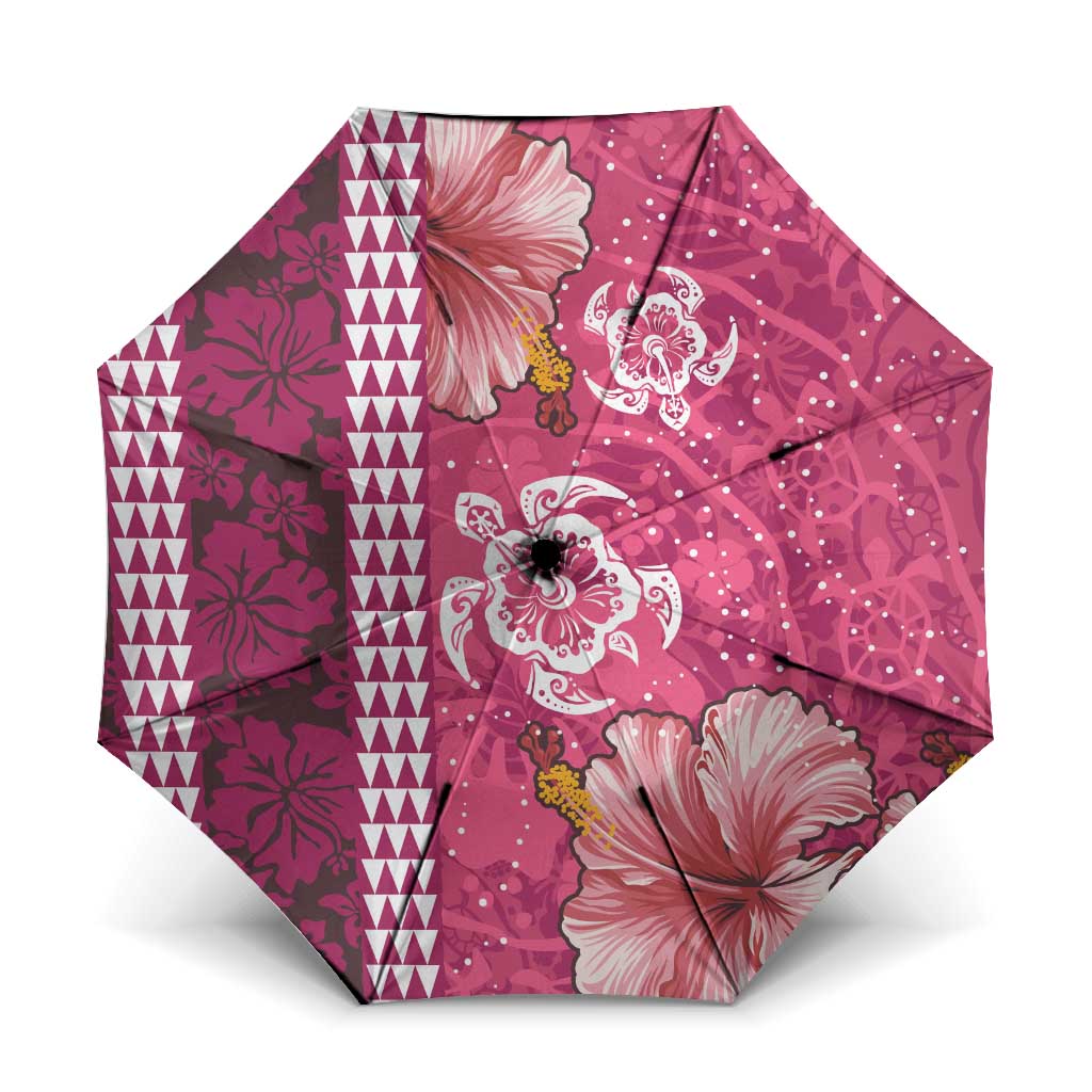 Pink Hibiscus Turle Umbrella Hawaiian Style Tribal Tapa Pattern - Polynesian Pride