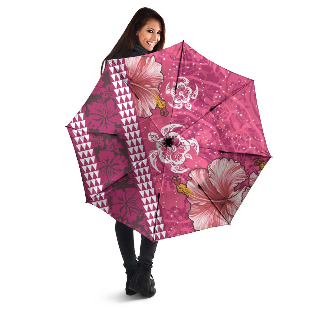 Pink Hibiscus Turle Umbrella Hawaiian Style Tribal Tapa Pattern - Polynesian Pride