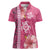 Pink Hibiscus Turle Women Polo Shirt Hawaiian Style Tribal Tapa Pattern