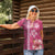 Pink Hibiscus Turle Women Polo Shirt Hawaiian Style Tribal Tapa Pattern