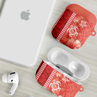Red Hibiscus Turle AirPods Case Hawaiian Style Tribal Tapa Pattern - Polynesian Pride