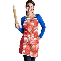 Red Hibiscus Turle Apron Hawaiian Style Tribal Tapa Pattern - Polynesian Pride