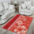 Red Hibiscus Turle Area Rug Hawaiian Style Tribal Tapa Pattern