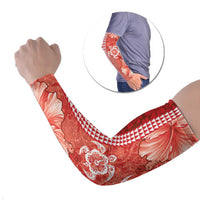 Red Hibiscus Turle Arm Sleeves Hawaiian Style Tribal Tapa Pattern - Polynesian Pride