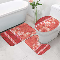 Red Hibiscus Turle Bathroom Set Hawaiian Style Tribal Tapa Pattern - Polynesian Pride