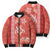 Red Hibiscus Turle Bomber Puffer Jacket Hawaiian Style Tribal Tapa Pattern - Polynesian Pride