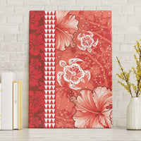 Red Hibiscus Turle Canvas Wall Art Hawaiian Style Tribal Tapa Pattern LT9 Without Frame Red - Polynesian Pride