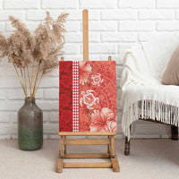 Red Hibiscus Turle Canvas Wall Art Hawaiian Style Tribal Tapa Pattern LT9 - Polynesian Pride