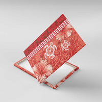 Red Hibiscus Turle Canvas Wall Art Hawaiian Style Tribal Tapa Pattern LT9 With Frame Red - Polynesian Pride