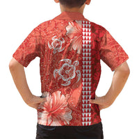 Red Hibiscus Turle Family Matching Long Sleeve Bodycon Dress and Hawaiian Shirt Hawaiian Style Tribal Tapa Pattern LT9 - Polynesian Pride