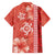 Red Hibiscus Turle Family Matching Off Shoulder Short Dress and Hawaiian Shirt Hawaiian Style Tribal Tapa Pattern