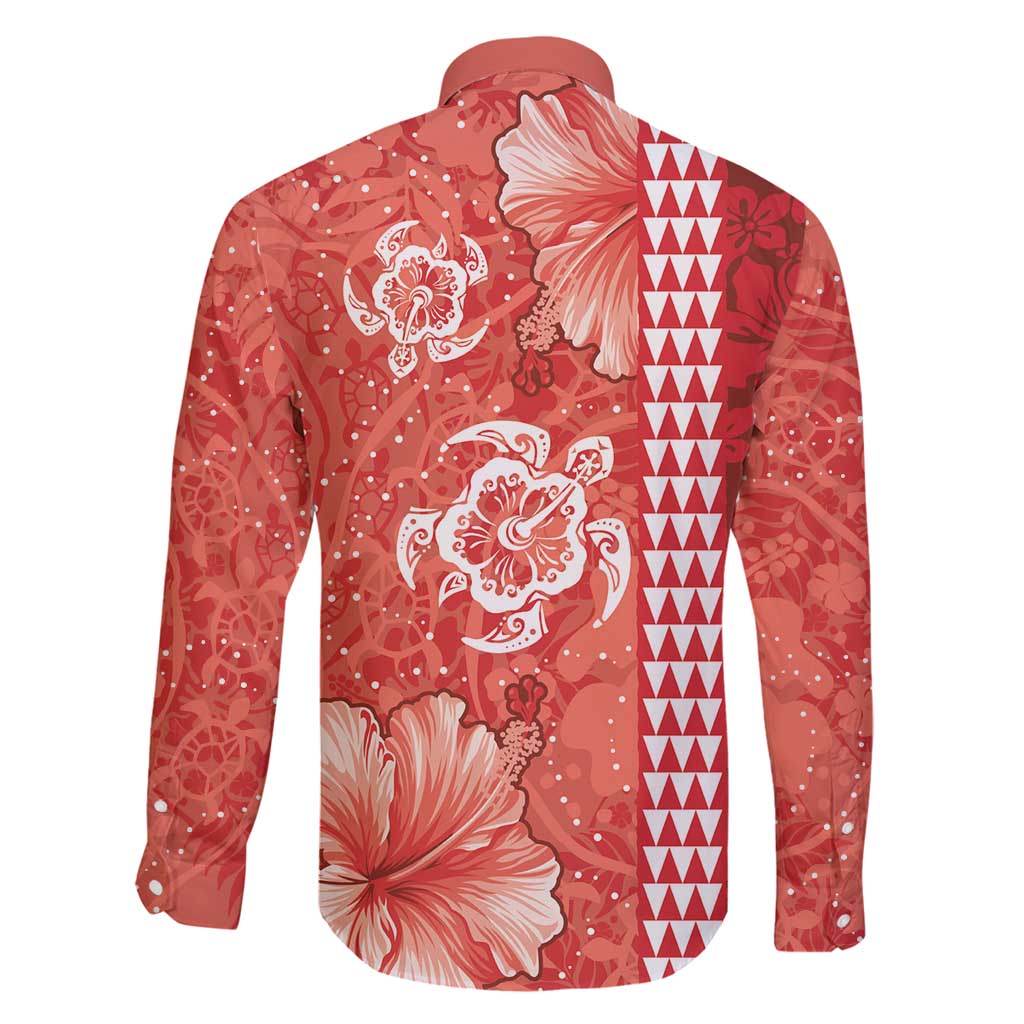 Red Hibiscus Turle Family Matching Off Shoulder Short Dress and Hawaiian Shirt Hawaiian Style Tribal Tapa Pattern LT9 - Polynesian Pride
