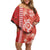 Red Hibiscus Turle Family Matching Off Shoulder Short Dress and Hawaiian Shirt Hawaiian Style Tribal Tapa Pattern