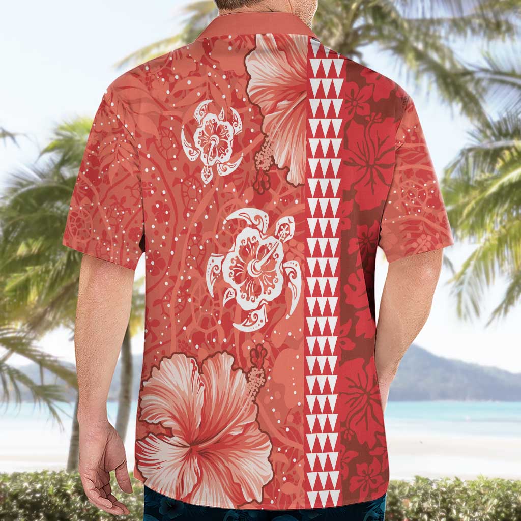 Red Hibiscus Turle Hawaiian Shirt Hawaiian Style Tribal Tapa Pattern
