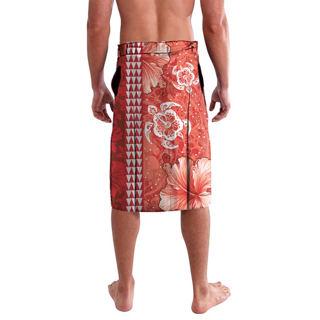 Red Hibiscus Turle Lavalava Hawaiian Style Tribal Tapa Pattern