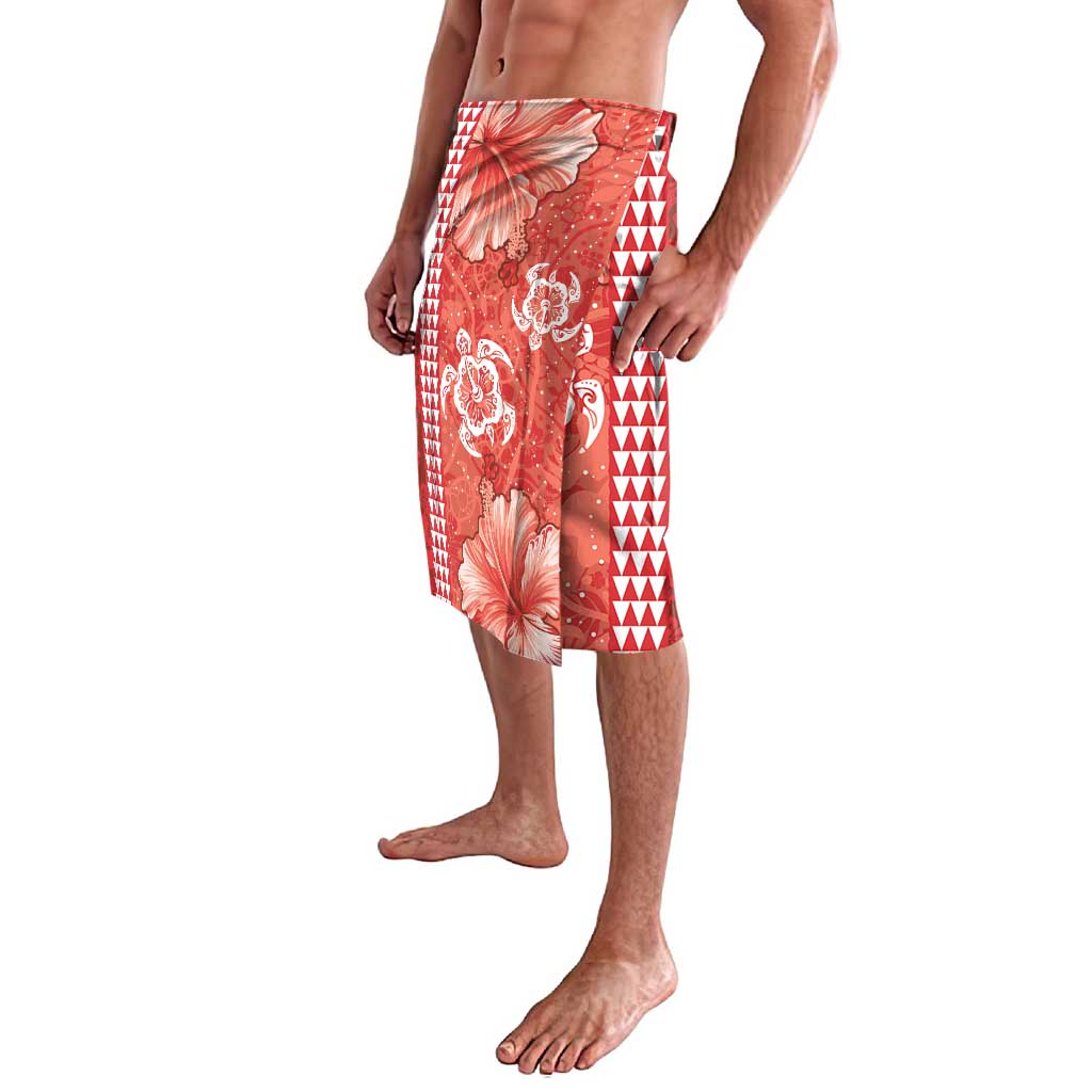 Red Hibiscus Turle Lavalava Hawaiian Style Tribal Tapa Pattern