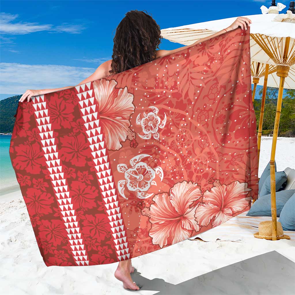 Red Hibiscus Turle Sarong Hawaiian Style Tribal Tapa Pattern LT9 One Size 44 x 66 inches Red - Polynesian Pride