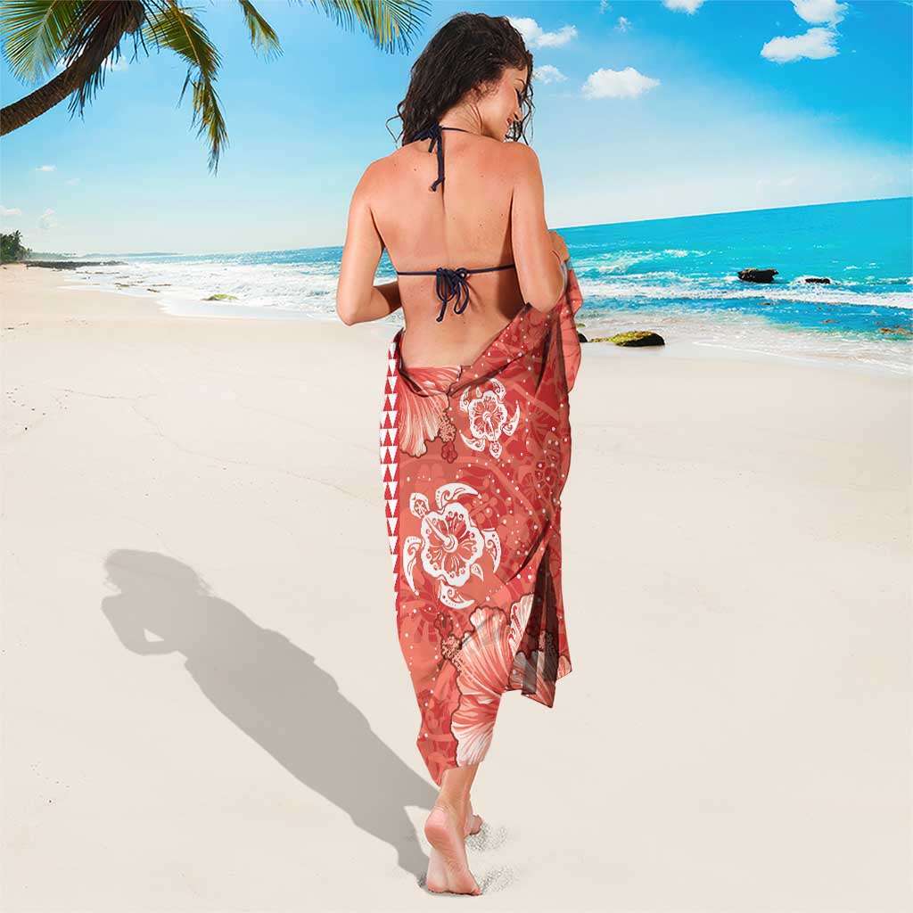 Red Hibiscus Turle Sarong Hawaiian Style Tribal Tapa Pattern